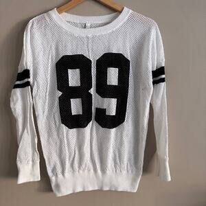 Uniquely Lorna Jane 89 Knit White and Black Open Knit Jersey Sweater Size Small